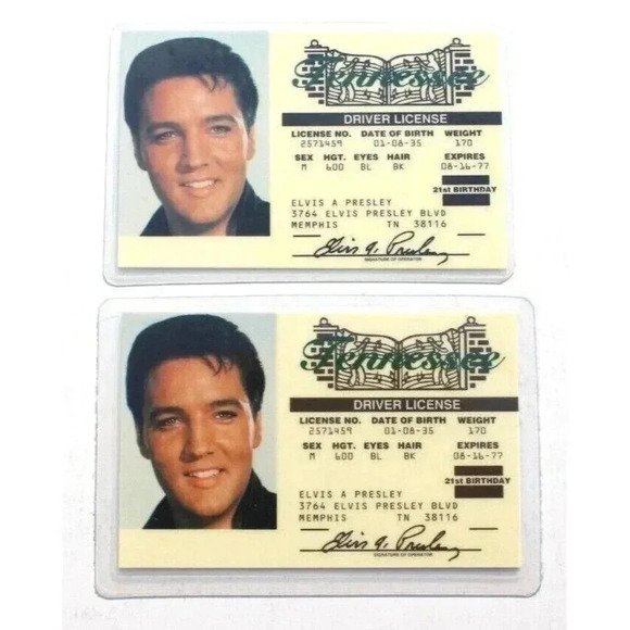 Vintage Lot Of 2 Elvis Presley Souvenir Driver License Tennessee Graceland - Picture 1 of 2